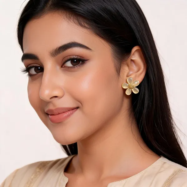 Aarsa_Premium_Gold_Plated_Korean_Style_Ivory_Daisy_Flower_Stud_
__Earrings_For_Women_&_Girls_|_Stainless_Steel_Floral_Earrings