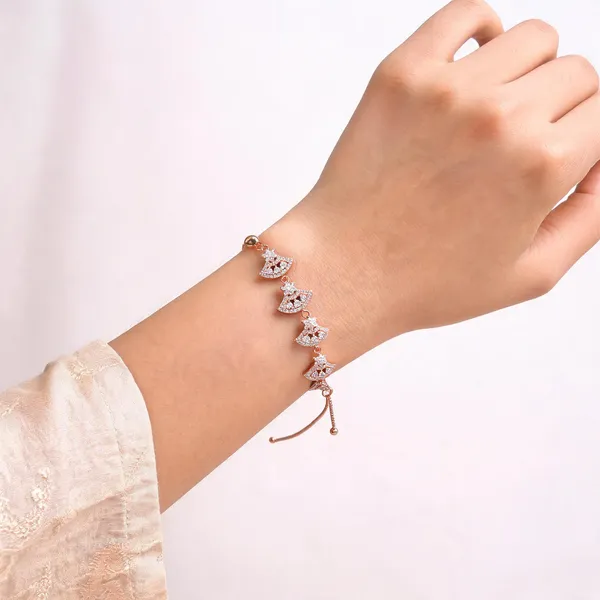 Aarsa_Premium_Rose_Gold_Finish_Geometric_Fan_Cz_Adjustable_
__Bracelet_For_Women_And_Girls_|_Elegant_Slider_Chain_Contemporary_
__Jewellery