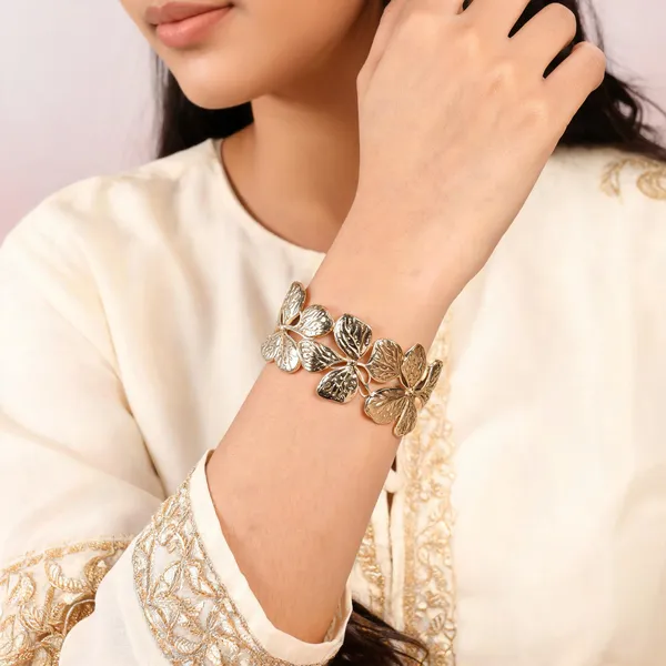 Aarsa_Premium_Micro_Gold_Plated_Butterfly_Floral_Open_Cuff_Bracelet_
__For_Women_And_Girls_|_Luxury_Statement_Fashion_Jewellery