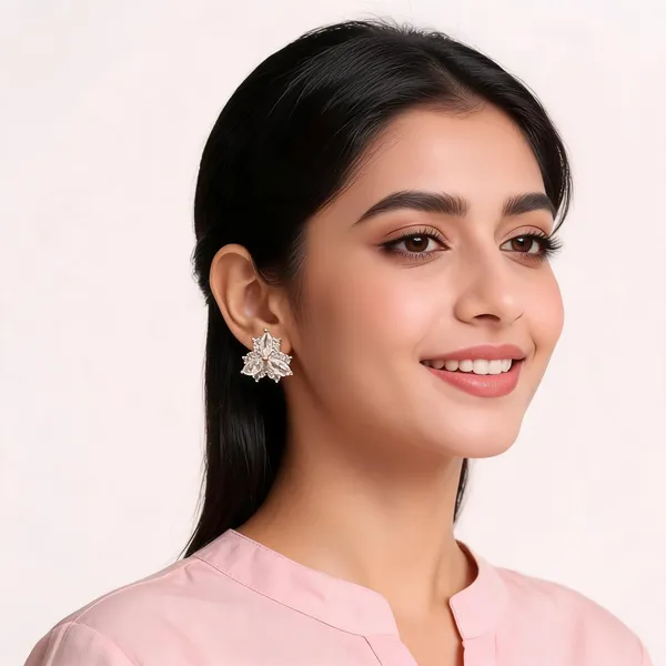 Aarsa_Premium_Rose_Gold_Plated_Marquise_Cz_Floral_Stud_Earrings_
__For_Women_&_Girls_|_Brass_Designer_Party_Wear_Earrings
