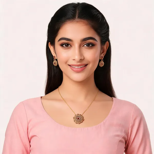 Aarsa_Premium_Micro_Gold_Plated_Floral_Pendant_Necklace_Set_For_
__Women_&_Girls_|_Brass_Base_Ruby_Stone_&_Cz_Designer_Traditional_
__Jewellery_Set_With_Matching_Earrings