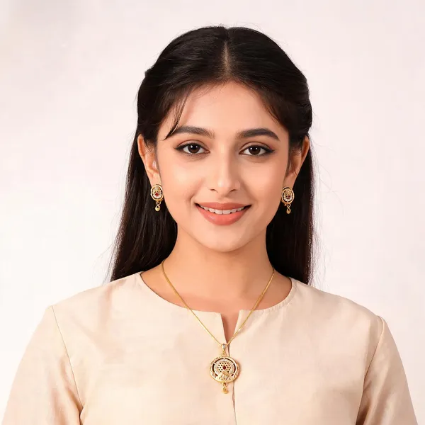 Aarsa_Premium_Micro_Gold_Plated_Floral_Pendant_Necklace_Set_For_
__Women_&_Girls_|_Brass_Base_Ruby_Stone_&_Cz_Designer_Traditional_
__Jewellery_Set_With_Matching_Earrings