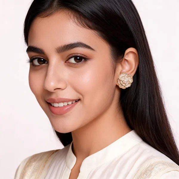 Aarsa_Premium_Gold_Plated_Korean_Style_Black_Rose_Pearl_Stud_
__Earrings_For_Women_&_Girls_|_Stainless_Steel_Floral_Earrings