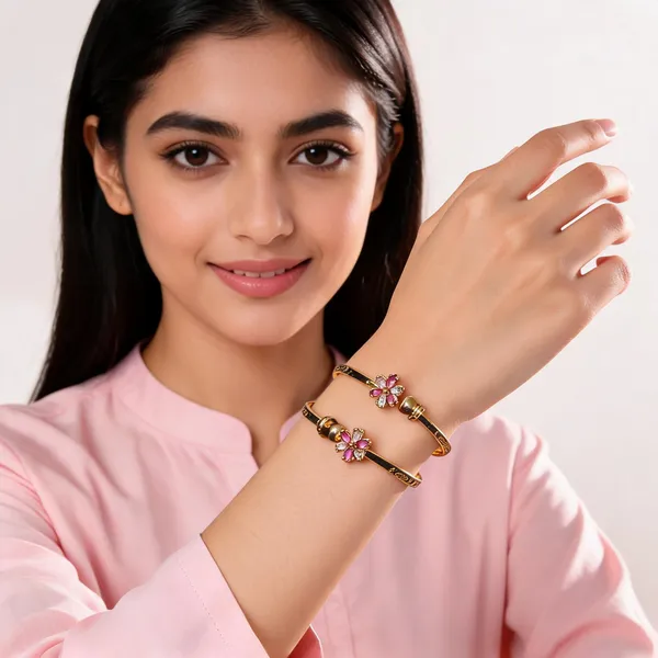 Aarsa_Premium_Micro_Gold_Plated_Floral_Pink_Cz_Adjustable_Bangles_
__For_Women_&_Girls_|_Brass_Designer_Party_&_Festive_Wear_Bangles_
__(Set_Of_2)