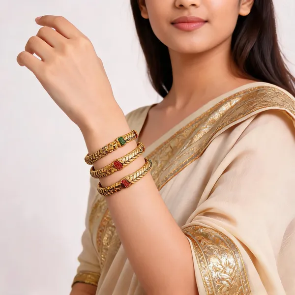 Aarsa_Premium_Micro_Gold_Plated_Antique_Leaf_Designer_Bangles_For_
__Women_&_Girls_|_Brass_Traditional_Ethnic_Daily_&_Festive_Wear_Bangles_
__(Set_Of_4)