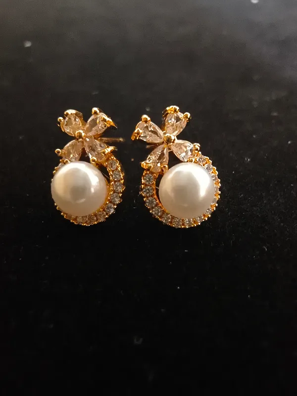 Aarsa_Premium_Rose_Gold_Plated_Pearl_Halo_Cz_Stud_Earrings_For_
__Women_&_Girls_|_Brass_Base_Designer_Pearl_Earrings_For_Daily,_
__Office_&_Party_Wear