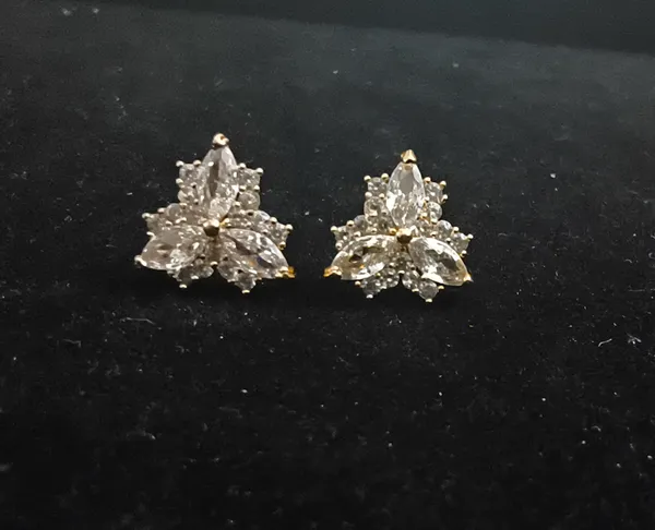 Aarsa_Premium_Rose_Gold_Plated_Marquise_Cz_Floral_Stud_Earrings_
__For_Women_&_Girls_|_Brass_Designer_Party_Wear_Earrings