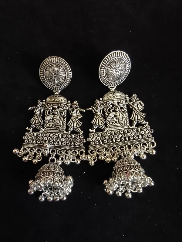 Aarsa_Premium_Oxidised_Silver_Plated_Radha_Krishna_Temple_
__Jhumka_Earrings_For_Women_&_Girls_|_Brass_Base_Designer_Traditional_
__Statement_Ethnic_Earrings