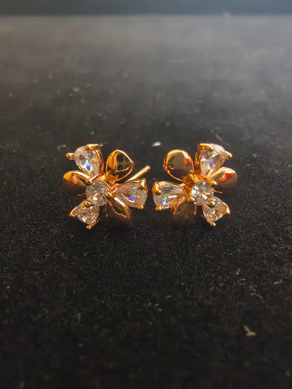 Aarsa_Premium_Rose_Gold_Plated_Floral_Cz_Stud_Earrings_For_Women_
__&_Girls_|_Brass_Base_Korean_Style_Flower_Designer_Daily_Wear,_Office_&_
__Party_Earrings
