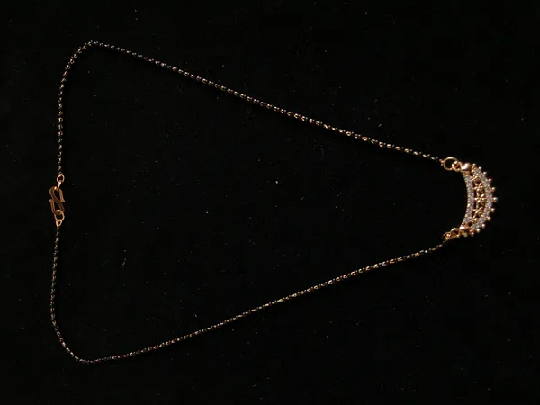 Aarsa_Premium_Rose_Gold_Plated_Crescent_Pava_Cz_Designer_Mangalsutra_For_Women_|_Brass_Base_Metal_|_Minimal_Daily_Wear_Black_Bead_Mangalsutra
