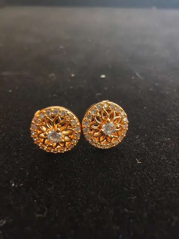 Aarsa_Premium_Rose_Gold_Plated_Vintage_Round_Cz_Stud_Earrings_
__For_Women_&_Girls_|_Brass_Base_Designer_Filigree_Daily,_Office_&_Party_
__Wear_Earrings