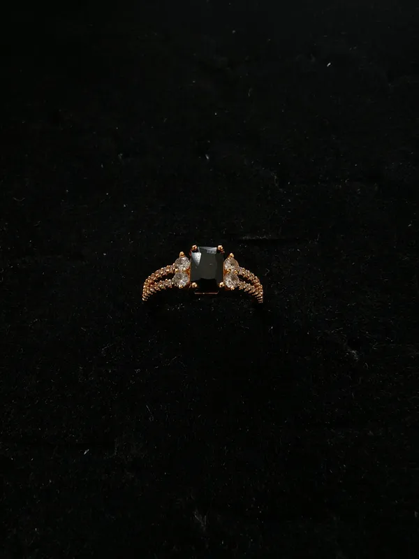 Aarsa_Premium_Rose_Gold_Plated_Black_Princess_Cut_Cz_Adjustable_
__Ring_For_Women_&_Girls_|_Brass_Korean_Style_Designer_Daily_Wear_Ring