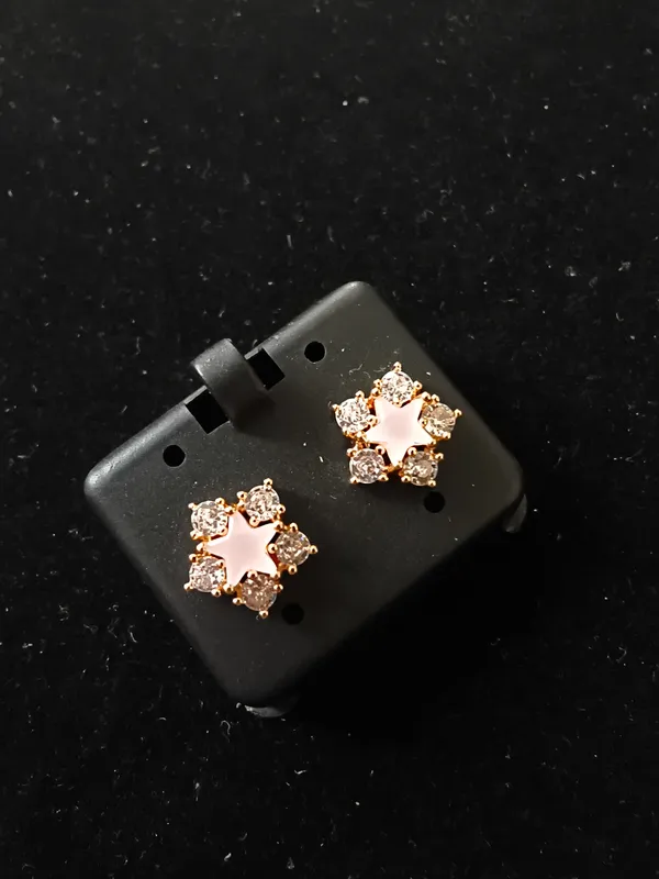 Aarsa_Premium_Rose_Gold_Plated_Pastel_Pink_Star_Cz_Designer_Stud_
__Earrings_For_Women_&_Girls_|_Brass_Base_Korean_Style_Daily_Wear,_Party_
__Wear_&_Fashion_Earrings