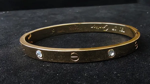 Aarsa_Premium_Micro_Gold_Plated_Brass_Cartier_Style_Screw_Cz_Bangle_
__Bracelet_For_Women_And_Girls_|_Luxury_Minimal_Contemporary_Jewellery