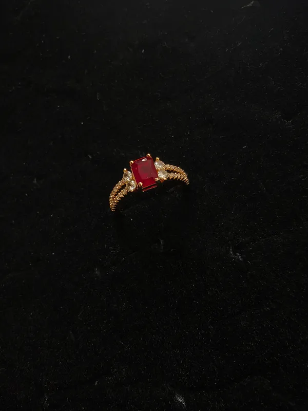Aarsa_Premium_Rose_Gold_Plated_Ruby_Red_Princess_Cut_Cz_
__Adjustable_Ring_For_Women_&_Girls_|_Brass_Korean_Style_Designer_
__Daily_Wear_Ring