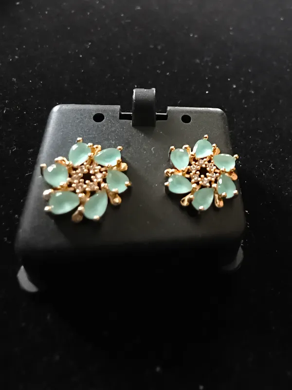 Aarsa_Premium_Rose_Gold_Plated_Mint_Green_Floral_Cz_Stud_Earrings_
__For_Women_&_Girls_|_Brass_Base_Designer_Flower_Earrings_For_Daily,_
__Party_&_Festive_Wear
