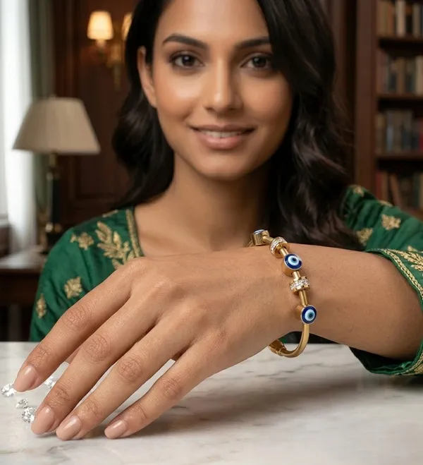 Aarsa_Premium_Micro_Gold_Plated_Brass_Evil_Eye_Twisted_Cable_Cuff_
__Bracelet_For_Women_And_Girls_|_Blue_Charm_Luxury_Contemporary_
__Jewellery