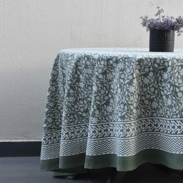 White_And_Green_Premium_Cotton_Table_Cloth