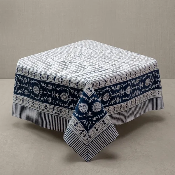 White_And_Navy_Blue_Premium_Cotton_Table_Cloth