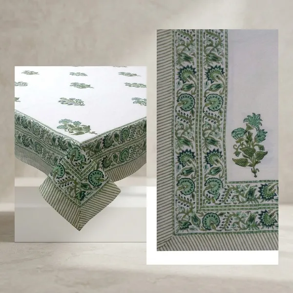 White_And_Green_Premium_Cotton_Table_Cloth