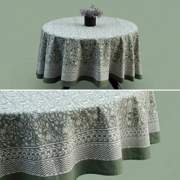 White_And_Green_Premium_Cotton_Table_Cloth