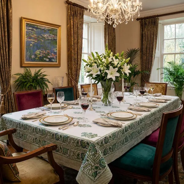 White_And_Green_Premium_Cotton_Table_Cloth