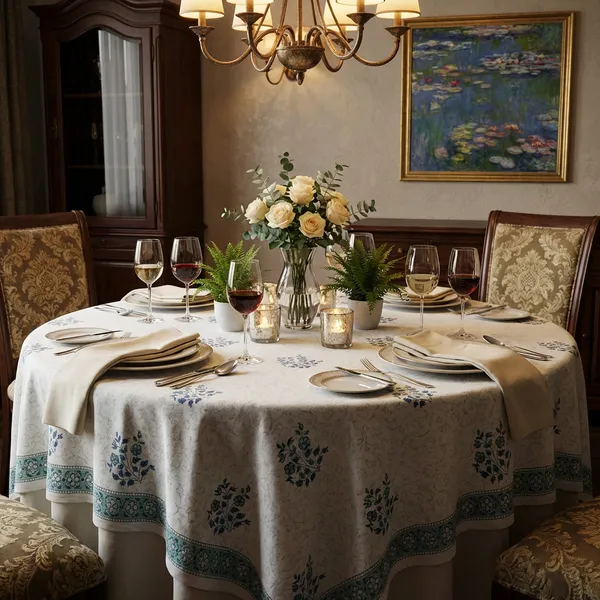 White_And_Green_Premium_Cotton_Table_Cloth