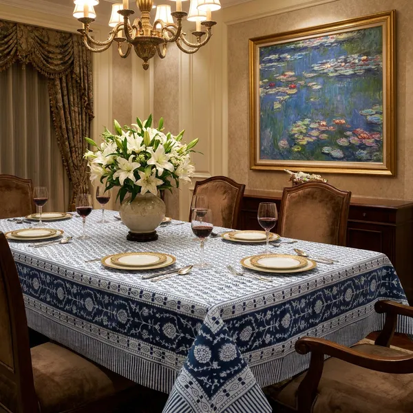 White_And_Navy_Blue_Premium_Cotton_Table_Cloth