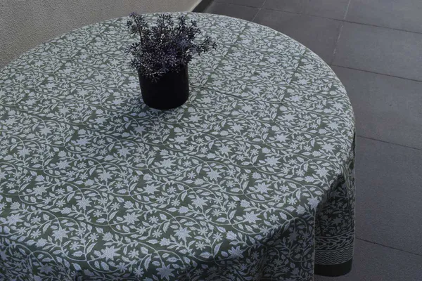 White_And_Green_Premium_Cotton_Table_Cloth