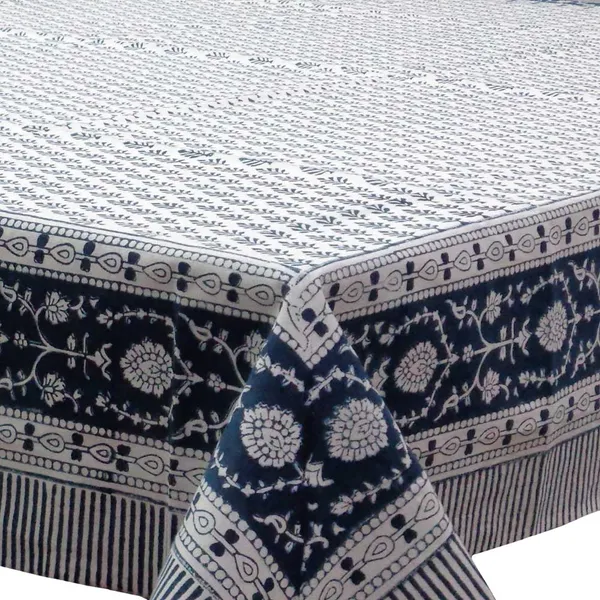 White_And_Navy_Blue_Premium_Cotton_Table_Cloth