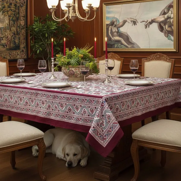 White_And_Maroon_Premium_Cotton_Table_Cloth