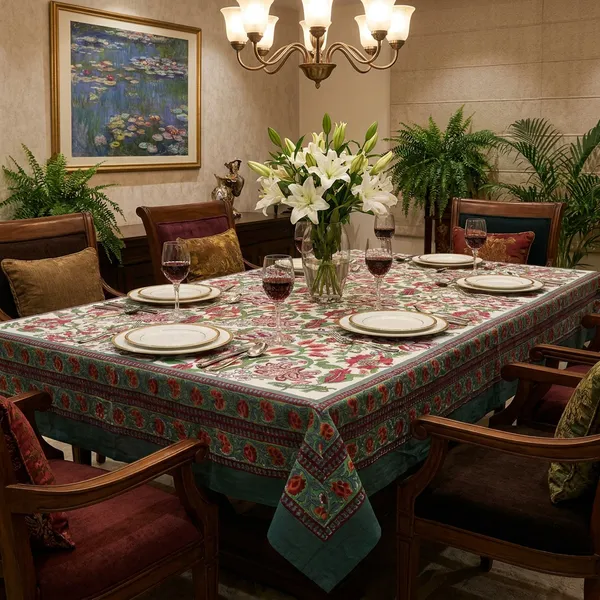 White_And_Green_Premium_Cotton_Table_Cloth