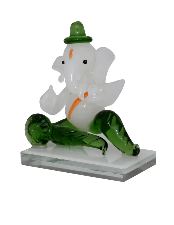 Glass_Ganesha_Green_Showpiece