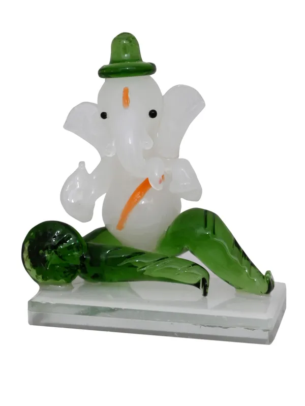 Glass_Ganesha_Green_Showpiece