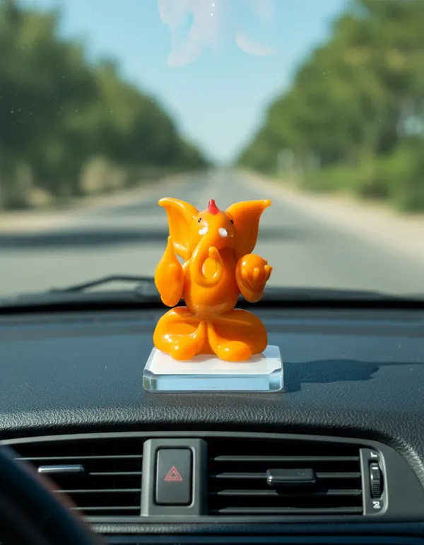 Glass_Ganesha_Orange_Showpiece