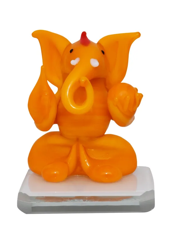 Glass_Ganesha_Orange_Showpiece