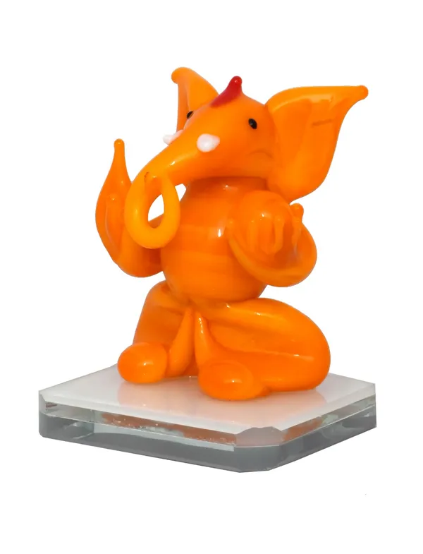 Glass_Ganesha_Orange_Showpiece