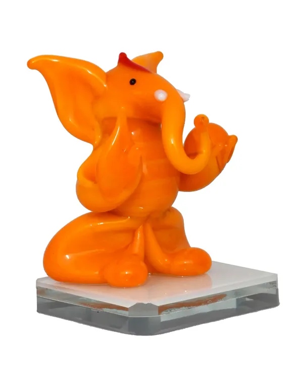 Glass_Ganesha_Orange_Showpiece