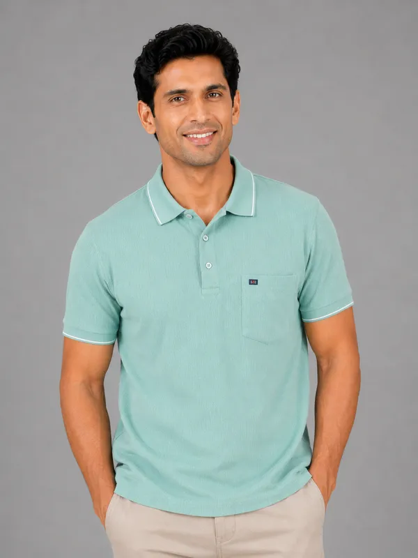 Light_Green_Cotton_Jacquard_Tipped_Polo_T-Shirt_For_Men
