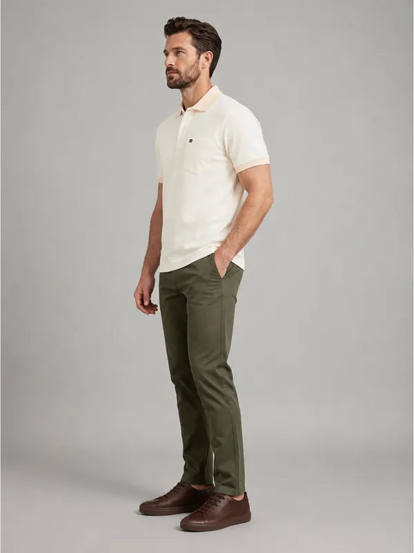 Cream_Dobby_Textured_Polo_T-Shirt_For_Men