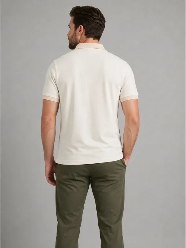 Cream_Dobby_Textured_Polo_T-Shirt_For_Men
