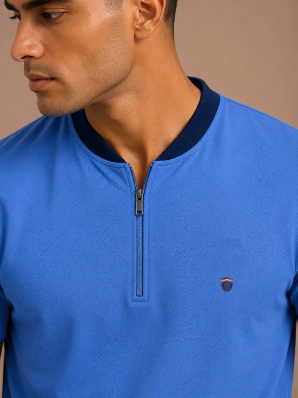 Powder_Blue_Contrast_Panel_Henley_With_Zip_T-Shirt_For_Men