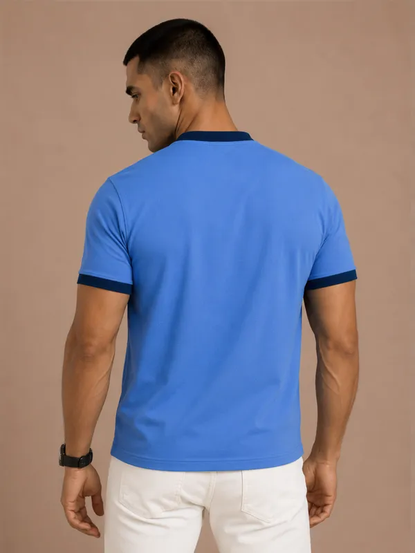 Powder_Blue_Contrast_Panel_Henley_With_Zip_T-Shirt_For_Men