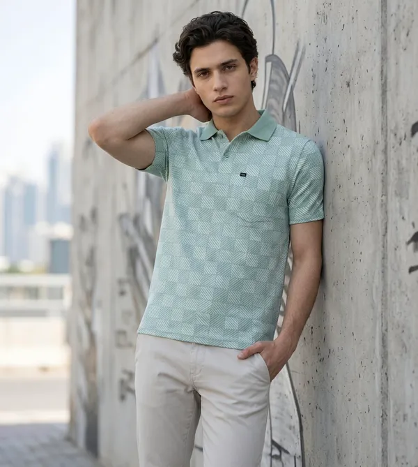 Mint_Green_Pulse_Grid_Textured_Polo_T-Shirt_For_Men