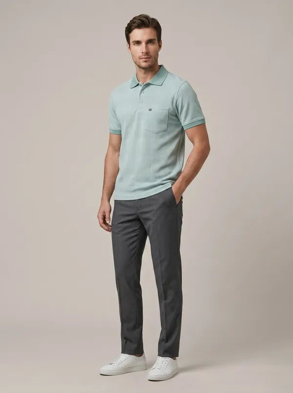 Mint_Green_Checks_Textured_Polo_T-Shirt_For_Men