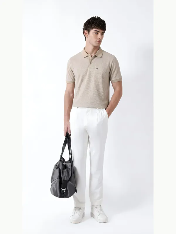 Beige_Arrowhead_Textured_Polo_T-Shirt_For_Men