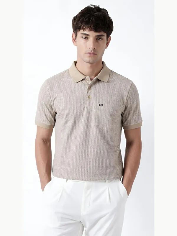 Beige_Arrowhead_Textured_Polo_T-Shirt_For_Men