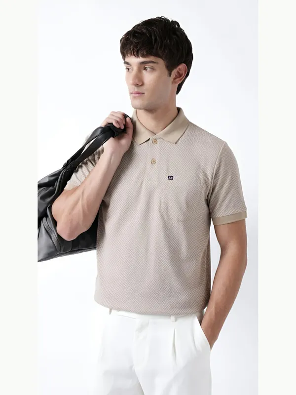 Beige_Arrowhead_Textured_Polo_T-Shirt_For_Men