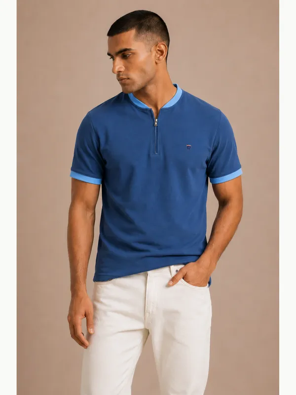 Slate_Blue_Contrast_Panel_Henley__T-Shirt_with_Zip_For_Men