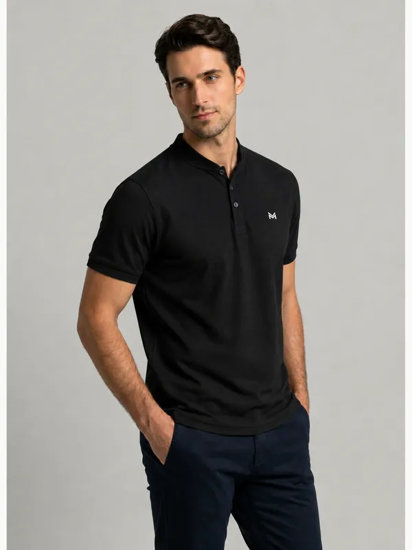 Jet_Black_Classic_Henley_Collar_T-Shirt_For_Men